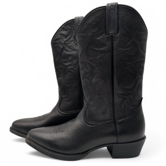 Ariat Men's Size 10.5 Black Deertan Leather Heritage R Toe Cowboy Western Boot - Picture 5 of 14